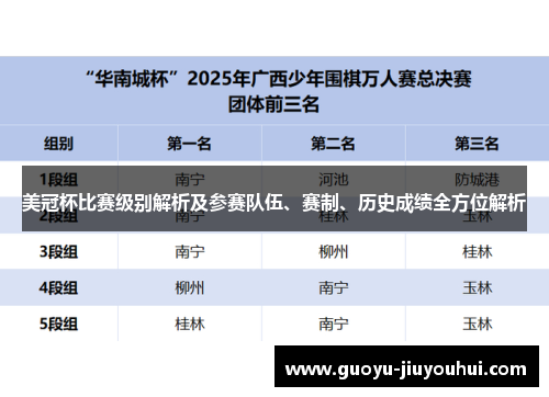 美冠杯比赛级别解析及参赛队伍、赛制、历史成绩全方位解析